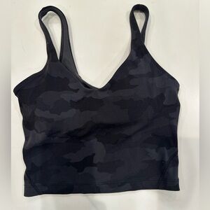 Lululemon black camo sports bra, lightly padded cups. Size 2